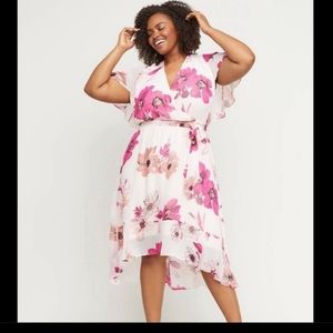NWT Lane Bryant flowy flower high low dress